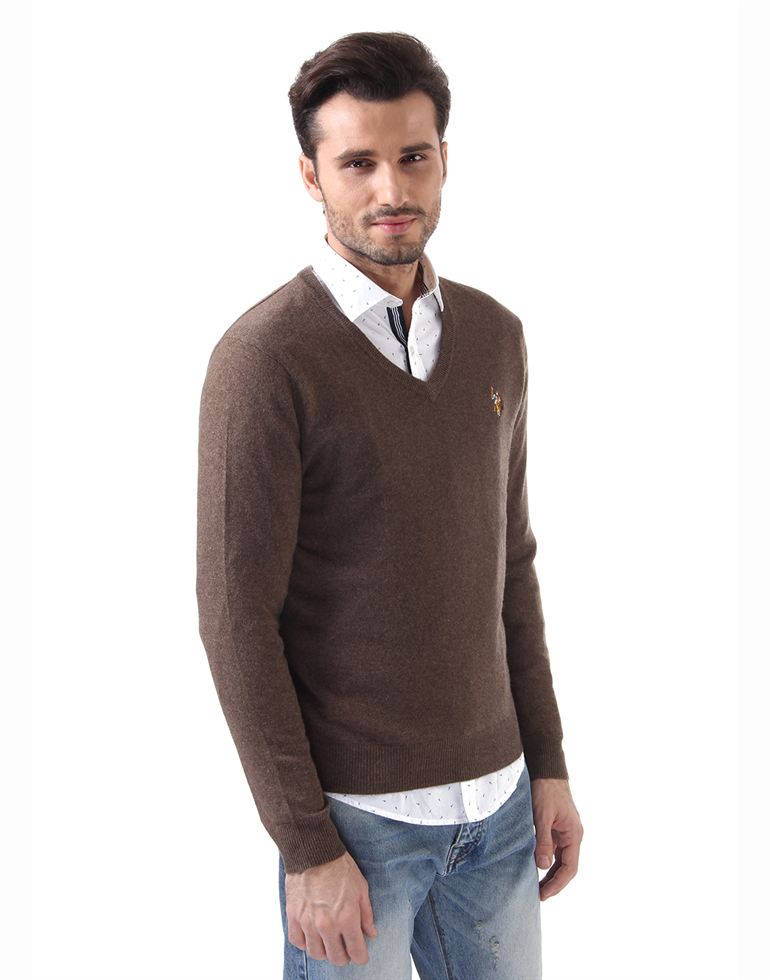 U.S. Polo Association Casual Wear Solid Men Sweater